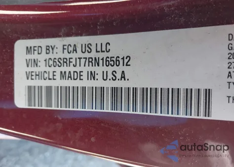 2024 Ram 1500 Laramie 4X4 5'7 Box из США, поврежденный, VIN 1C6SRFJT7RN165612